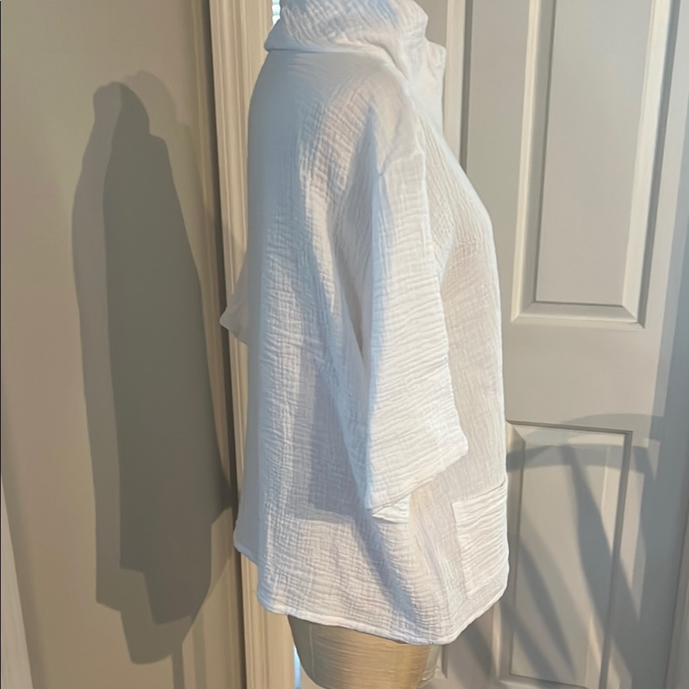 Toofan Women's White Cowl gauze Neck Top - Picture 4 of 6